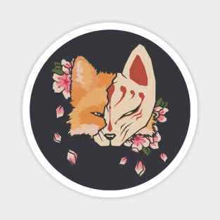 Kitsune Masked Fox Sakura Magnet